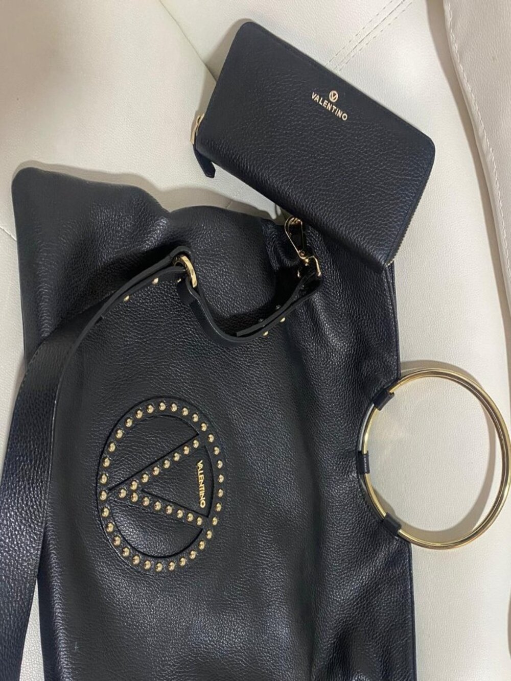 Authentic Valentino by Mario Valentino Black Leather Tote & Matching Wallet | Ma